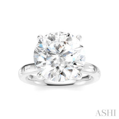 1/3 Ctw Round Shape Baguette and Round Cut Diamond Semi-Mount Engagement Ring in 14K White Gold