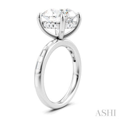 1/3 Ctw Round Shape Baguette and Round Cut Diamond Semi-Mount Engagement Ring in 14K White Gold