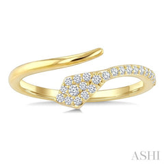 1/5 Ctw Serpent Round Cut Diamond Open Fashion Ring in 10K Yellow Gold