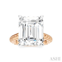 1/8 Ctw Emerald Shape Round Cut Diamond Akari Wheat Shank Semi-Mount Engagement Ring in 14K Rose and White Gold