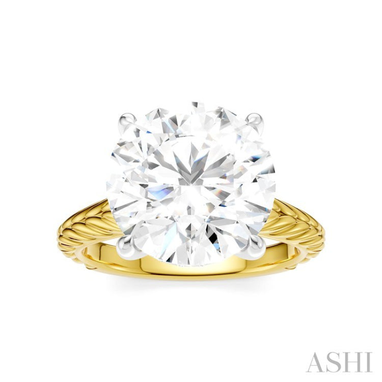 1/10 Ctw Circular Shape Round Cut Diamond Akari Wheat Shank Semi-Mount Engagement Ring in 14K Yellow and White Gold