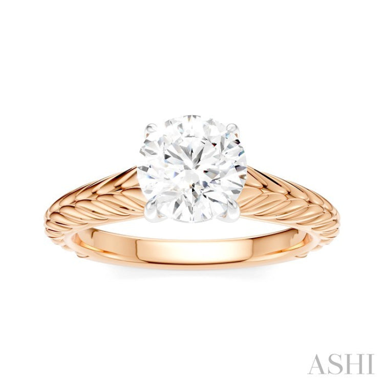 1/20 Ctw Circular Shape Round Cut Diamond Akari Wheat Shank Semi-Mount Engagement Ring in 14K Rose and White Gold
