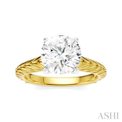 1/20 Ctw Circular Shape Round Cut Diamond Akari Wheat Shank Semi-Mount Engagement Ring in 14K Yellow and White Gold