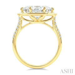1/10 Ctw East-West Marquise Shape Round Cut Diamond Semi Mount Engagement Ring in 14K Yellow Gold