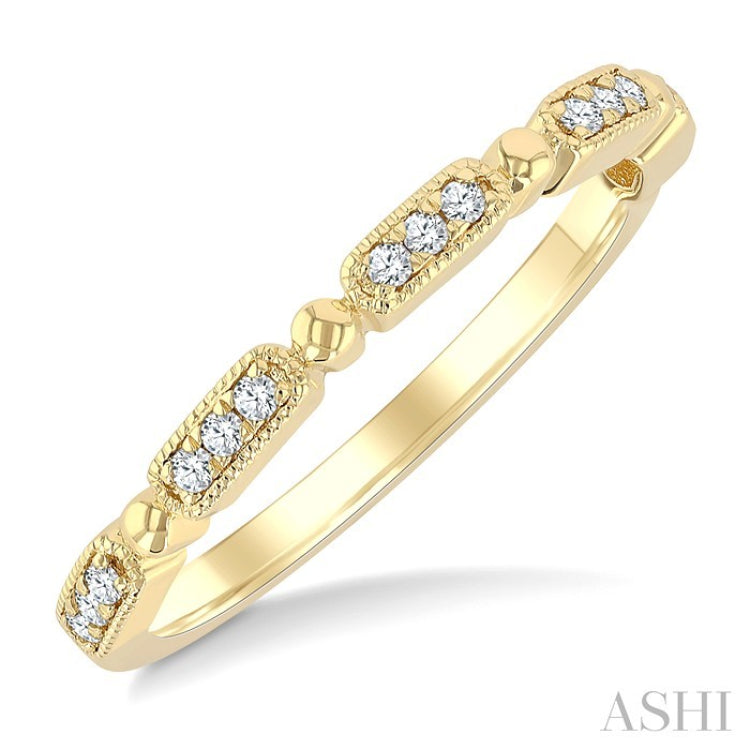 1/10 Ctw Bar Link Round Cut Diamond Stackable Fashion Band in 14K Yellow Gold