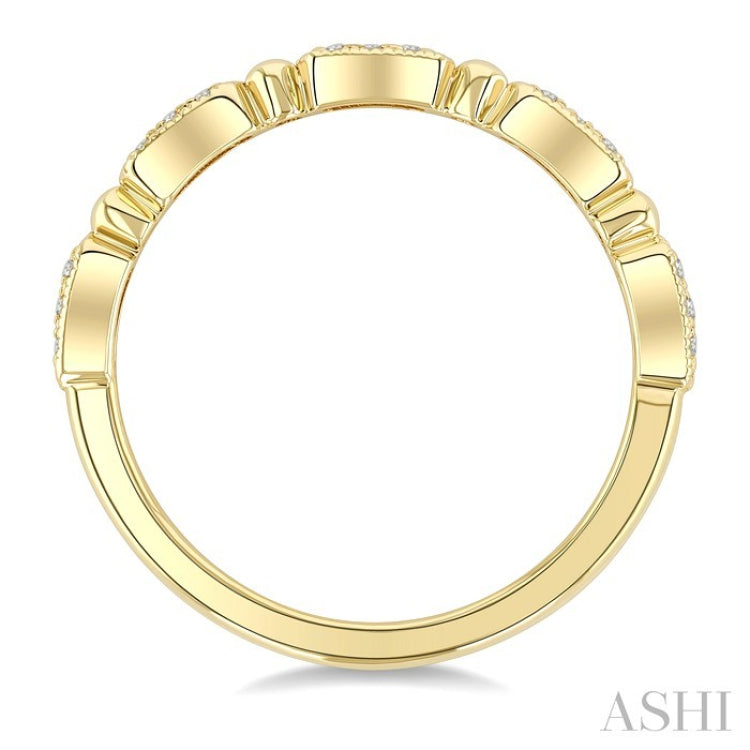 1/10 Ctw Bar Link Round Cut Diamond Stackable Fashion Band in 14K Yellow Gold