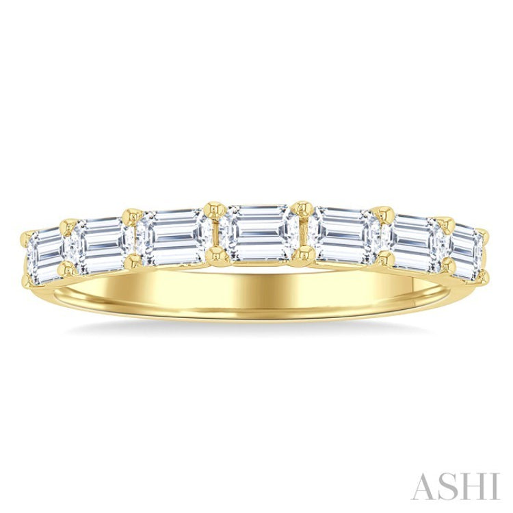 1 Ctw East-West Emerald Cut Diamond Fashion Band in 14K Yellow Gold