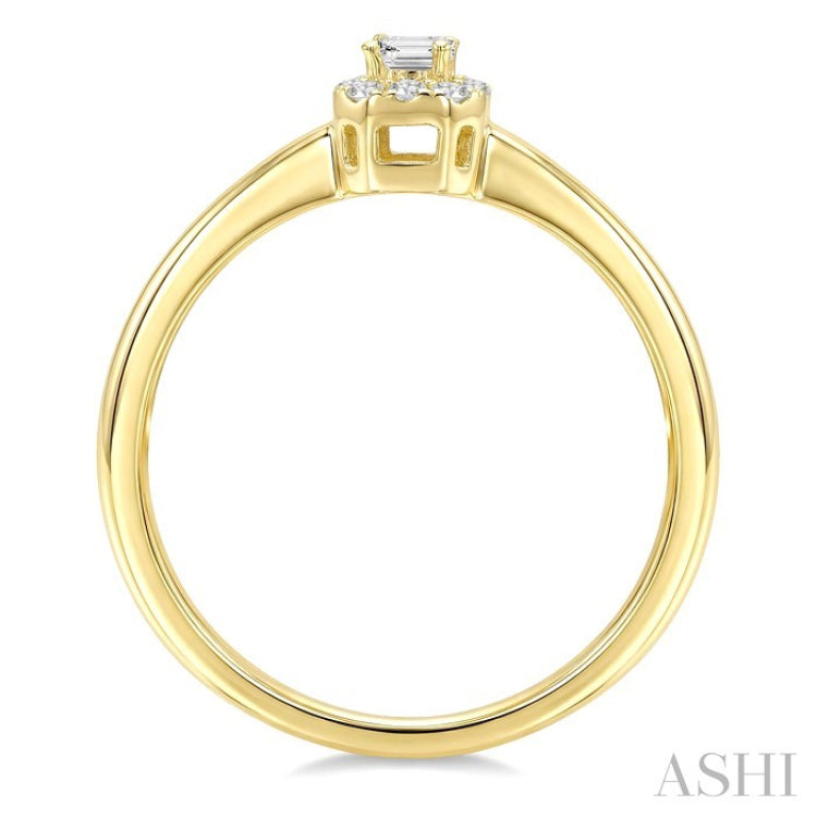 1/4 Ctw Octagon and Round Cut Diamond Fashion Halo Ring in 14K Yellow Gold