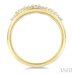 3/4 Ctw Mixed Diamond Cut Fashion Cigar Band in 14K Yellow Gold