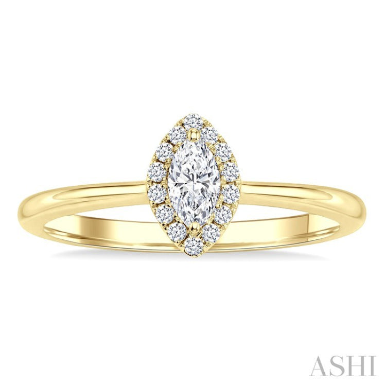 1/4 Ctw Marquise and Round Cut Diamond Fashion Halo Ring in 14K Yellow Gold