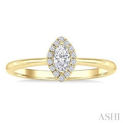 1/4 Ctw Marquise and Round Cut Diamond Fashion Halo Ring in 14K Yellow Gold