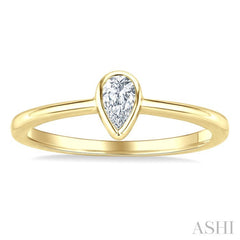 1/5 Ctw Bezel Set Pear Cut Diamond Fashion Ring in 14K Yellow Gold