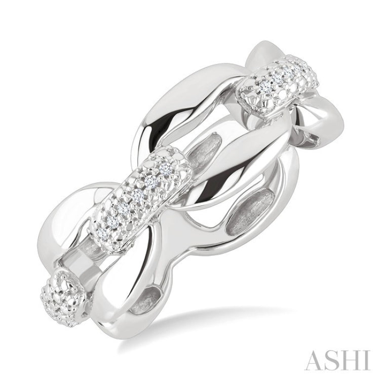 1/20 Ctw Round Cut Diamond Oval Shape D-Link Bold Fashion Ring in Sterling Silver
