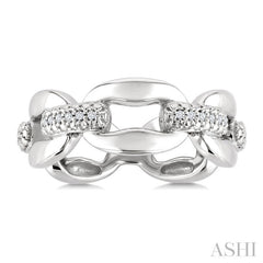 1/20 Ctw Round Cut Diamond Oval Shape D-Link Bold Fashion Ring in Sterling Silver