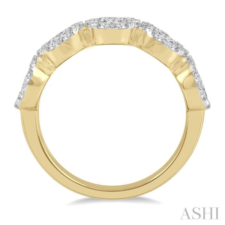 1 1/2 Ctw 5-Stone Lovebright Round Cut Diamond Band in 14K Yellow and White Gold