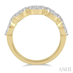 1 1/2 Ctw 5-Stone Lovebright Round Cut Diamond Band in 14K Yellow and White Gold