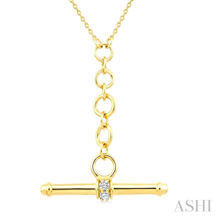 1/10 Ctw Round Cut Diamond T-Bar Fashion Necklace in 10K Yellow Gold