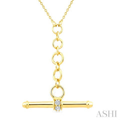 1/10 Ctw Round Cut Diamond T-Bar Fashion Necklace in 10K Yellow Gold