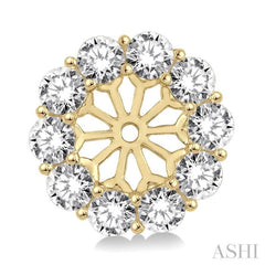 1 1/2 Ctw Round Cut Diamond Earring Jacket in 14K Yellow Gold