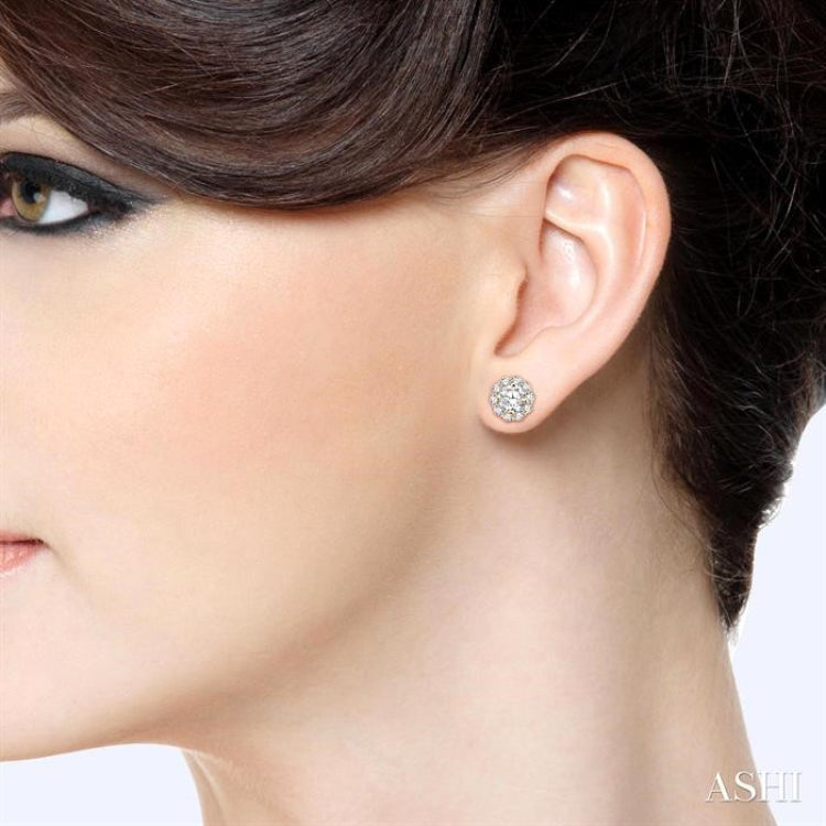 1 1/2 Ctw Round Cut Diamond Earring Jacket in 14K Yellow Gold