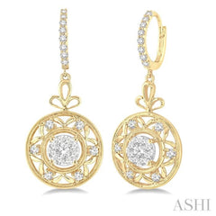 3/4 Ctw Round Cut Diamond Lovebright Earrings in 14K Yellow and White Gold