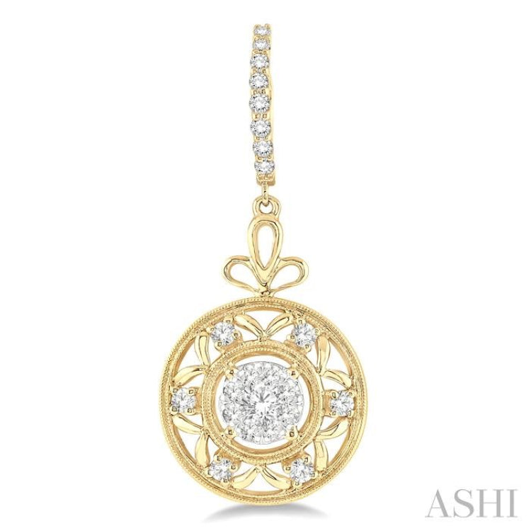 3/4 Ctw Round Cut Diamond Lovebright Earrings in 14K Yellow and White Gold