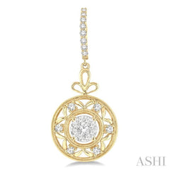 3/4 Ctw Round Cut Diamond Lovebright Earrings in 14K Yellow and White Gold