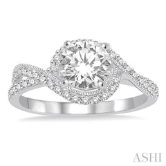 1/3 Ctw Round Cut Diamond Semi-Mount Engagement Ring in 14K White Gold