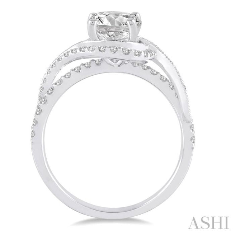 1/3 Ctw Round Cut Diamond Semi-Mount Engagement Ring in 14K White Gold