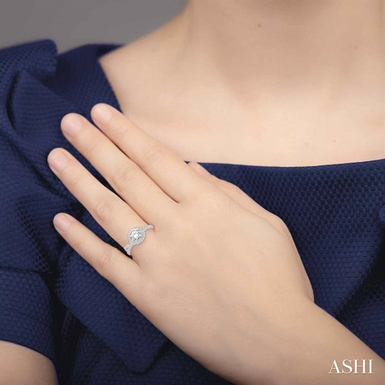 1/3 Ctw Round Cut Diamond Semi-Mount Engagement Ring in 14K White Gold