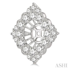 1 3/4 Ctw Rhombus Scalloped Edge Round Cut Diamond Earrings Jacket in 14K White Gold