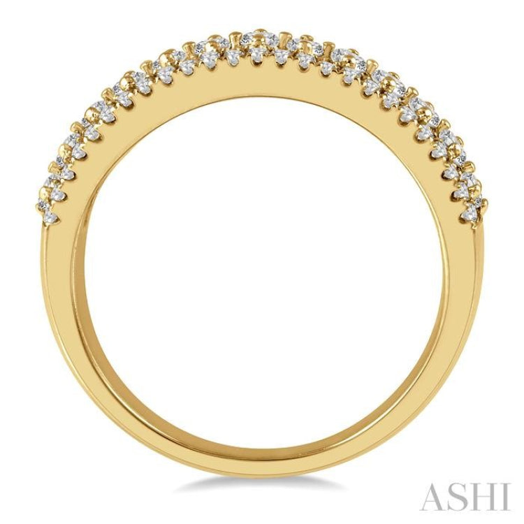 5/8 Ctw Triple Row Round Cut Diamond Fashion Band in 14K Yellow Gold