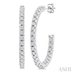 1/3 Ctw French Pave Set Round Cut Diamond Fashion Half Hoop Earring in 14K White Gold