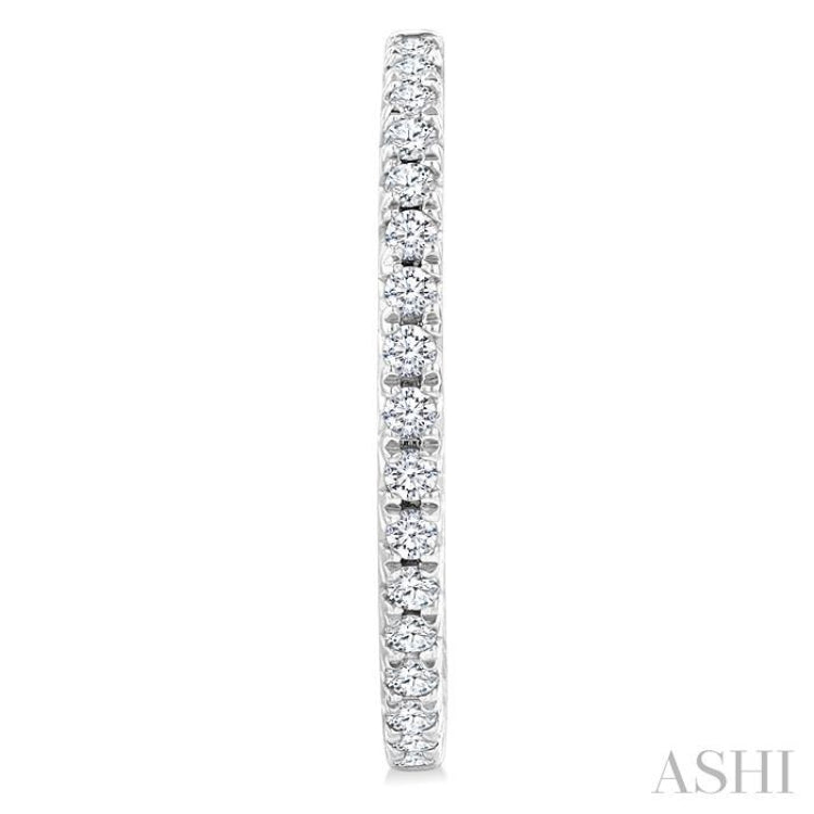 1/3 Ctw French Pave Set Round Cut Diamond Fashion Half Hoop Earring in 14K White Gold