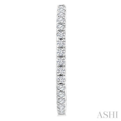 1/3 Ctw French Pave Set Round Cut Diamond Fashion Half Hoop Earring in 14K White Gold