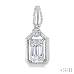 1/3 Ctw Fusion Baguette and Round Cut Diamond Fashion Earrings in 14K White Gold