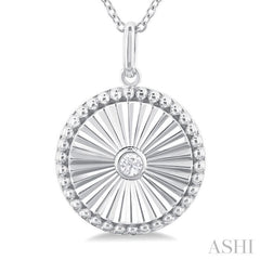 1/20 Ctw Round fluted medallion Round Cut Diamond Pirouette Pendant With Chain in 10K White Gold