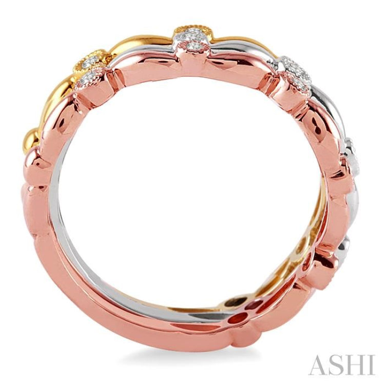 1/6 Ctw Round Cut Diamond Stackable Band Set in 14K White, Yellow and Rose Gold