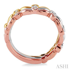 1/6 Ctw Round Cut Diamond Stackable Band Set in 14K White, Yellow and Rose Gold
