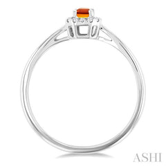 5x3 MM Octagonal Shape Citrine and 1/20 Ctw Round Cut Diamond Halo Semi-Precious Ring in 10K White Gold