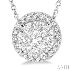 1/2 Ctw Lovebright Round Cut Diamond Pendant With Chain in 14K White Gold