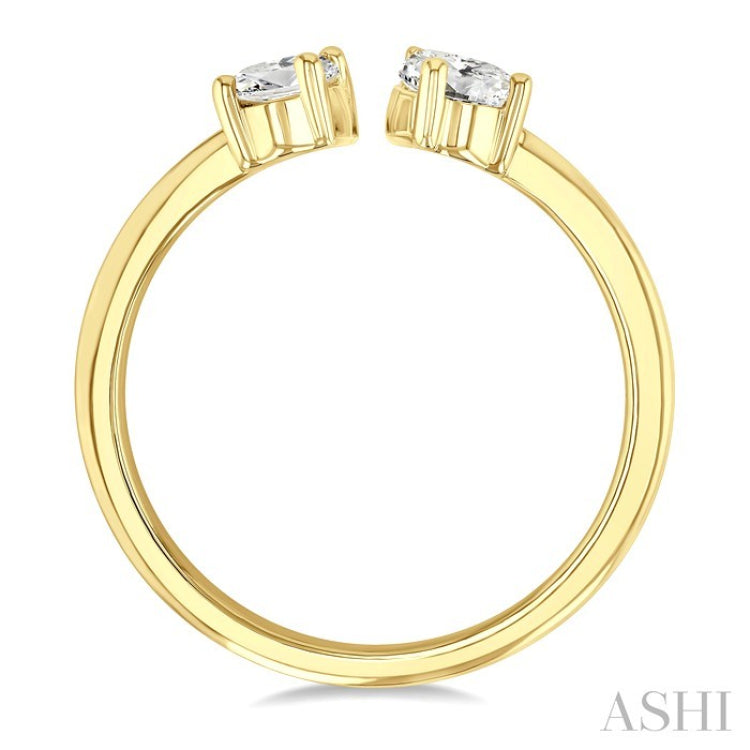 1 Ctw Toi Et Moi Oval and Pear Cut Diamond Open Fashion Ring in 14K Yellow Gold
