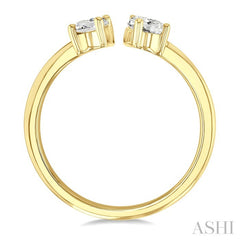 1 Ctw Toi Et Moi Oval and Pear Cut Diamond Open Fashion Ring in 14K Yellow Gold