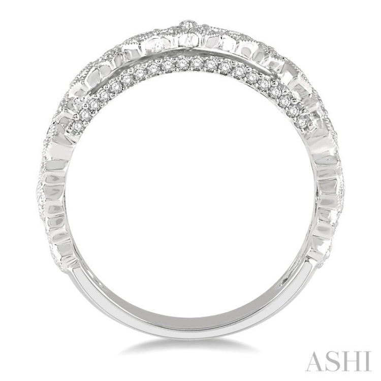 1/3 Ctw Lattice Marquise & Princess Mounts Round Cut Diamond Band in 14K White Gold