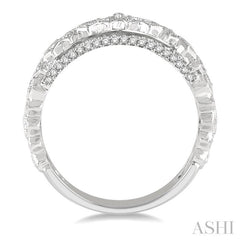 1/3 Ctw Lattice Marquise & Princess Mounts Round Cut Diamond Band in 14K White Gold