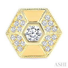 3/8 Ctw Hexagon Shape Round Cut Diamond Fashion Stud Earrings in 14K Yellow Gold