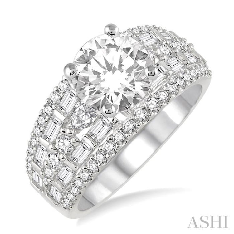 1 1/3 Ctw Diamond Semi-Mount Engagement Ring in 14K White Gold