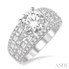 1 1/3 Ctw Diamond Semi-Mount Engagement Ring in 14K White Gold