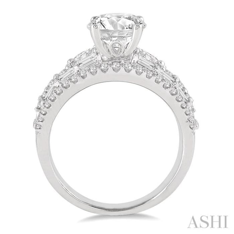 1 1/3 Ctw Diamond Semi-Mount Engagement Ring in 14K White Gold