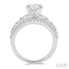 1 1/3 Ctw Diamond Semi-Mount Engagement Ring in 14K White Gold